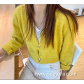 Multi-Color Knitted Cardigan Female Cuasal V-neck sweater top Supplier